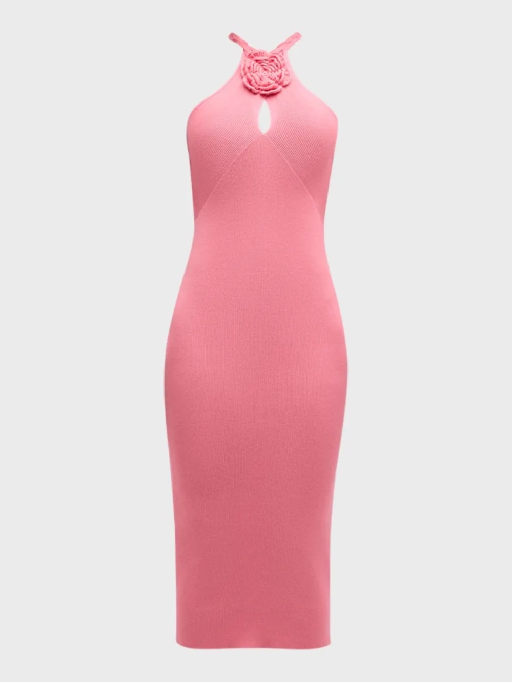 Le Superbe Eve Flower Halter Midi Dress in Strawberry
